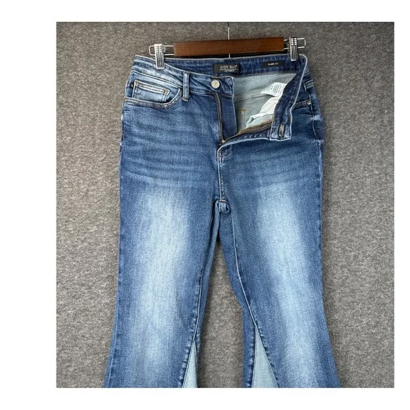 Judy Blue Inseam Panel Two Tone Flare Wide Leg Jeans High Rise Size 9/29 JB88524 - Picture 3 of 15
